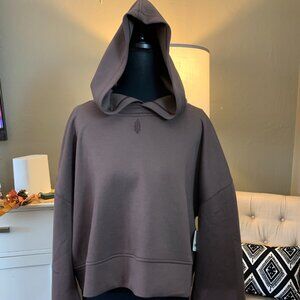 NWT!  FP Movement Chocolate Brown Hoodie, Cropped, Wide Sleeve Sweatshirt, Large